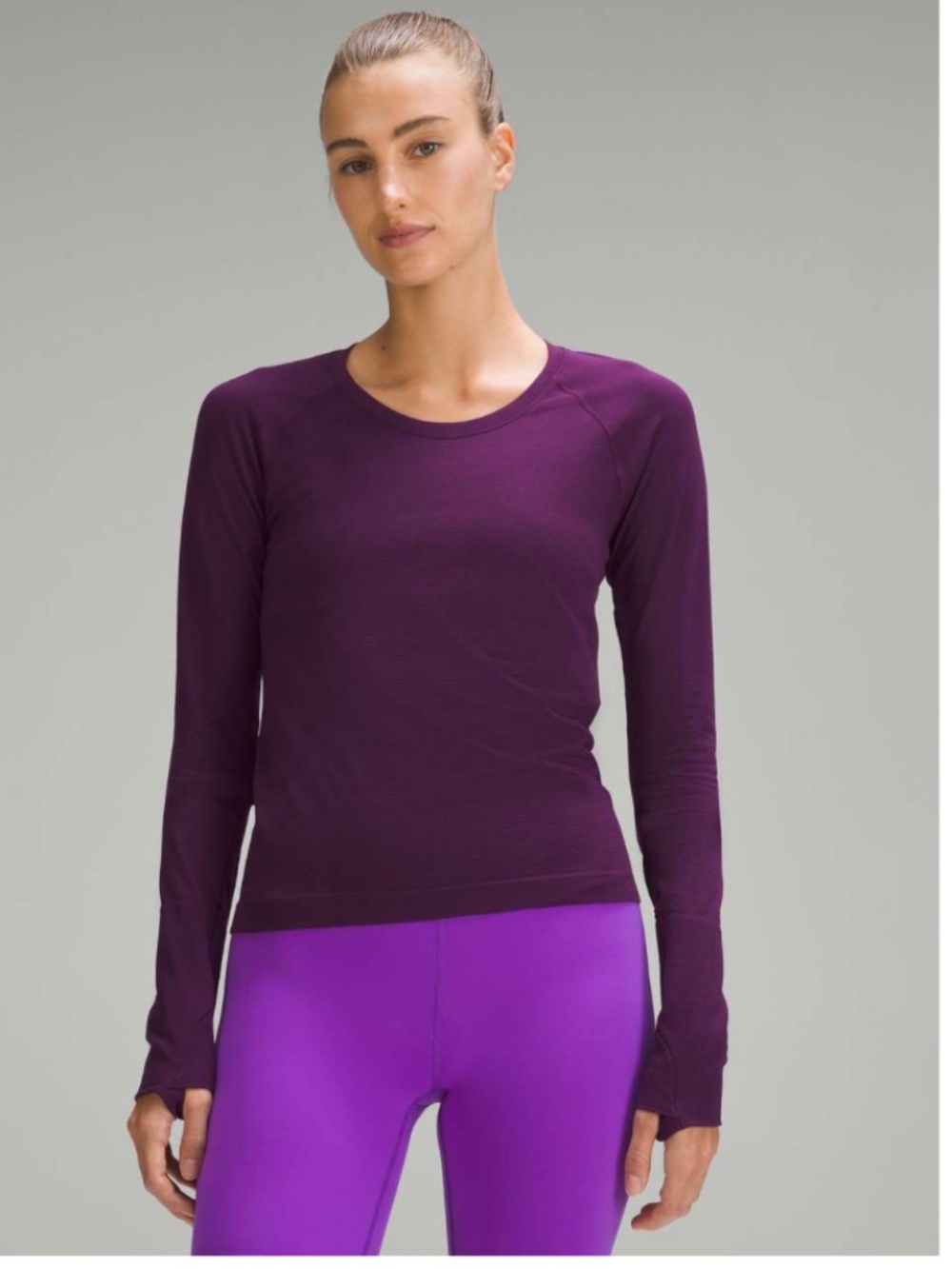 Lululemon Swiftly Tech Long-Sleeve Shirt 2.0 *Race Length Dark Purple Magenta 8